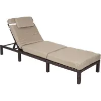 Mendler Poly-Rattan Sonnenliege MCW-A51, Relaxliege Gartenliege Liege Premium braun, Kissen creme