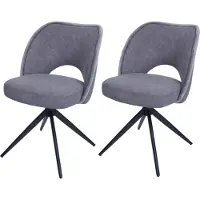 Mendler 2er-Set Esszimmerstuhl MCW-N72, Polster-Küchenstuhl, drehbar Auto-Return, Stoff/Textil (420g/m²) dunkelgrau