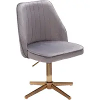 FineBuy Schreibtischstuhl Samt Drehstuhl Grau mit Lehne Schalenstuhl 120 kg Höhenverstellbar Arbeitsstuhl ohne Rollen Stuhl Schreibtisch Home-Office