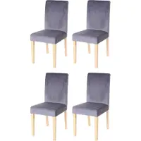 MCW 4er-Set Esszimmerstuhl Stuhl Küchenstuhl Littau, Samt MVG- grau, helle Beine