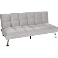 Mendler Sofa MCW-K21, Klappsofa Couch Schlafsofa, Nosagfederung Schlaffunktion Liegefläche 181x107cm Samt, grau