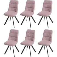Mendler 6er-Set Esszimmerstuhl MCW-J69, Küchenstuhl Stuhl, drehbar Auto-Position, Samt rosa