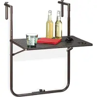 Relaxdays Balkonhängetisch klappbar, 3-fach höhenverstellbar, Rattan-Optik, wetterfest, Tisch BxT 59,5 x 36 cm, braun