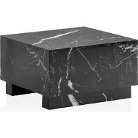 FineBuy Couchtisch MONOBLOC 60x60x35 cm Hochglanz Marmor Optik Schwarz Wohnzimmertisch Cube Quadratisch Sofatisch Lounge Kaffeetisch Würfel-Form