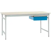 Manuflex BB5251.7035 Komplett-Beistelltisch BASIS stationär mit Melamin-Platte + Einzelschubfach, BxTxH: 1500 x 800 x 780 mm Lichtgrau (RAL 7035)
