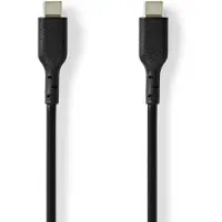 Nedis USB-Kabel - USB 2.0 - USB-C Stecker - USB-C Stecker - 240 W - 480 Mbps - Vernickelt - 2.00 m - Rund - PVC - Schwarz - Label