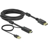 DeLOCK HDMI zu DisplayPort Kabel 4K 30 Hz 5 m, 5 m, HDMI Typ A (Standard), DisplayPort + USB Type-A, Männlich, Männlich, Gerade