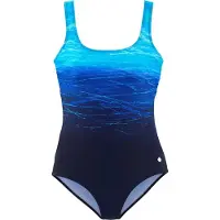 LASCANA Badeanzug , Damen, Gr. 38, Cup D, blau (blau, bedruckt), Elasthan, Polyamid, Farbverlauf, Badeanzüge Badeanzug, mit Batikprint und Shaping-Effekt
