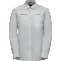 Jack Wolfskin Langarmbluse "BARRIER L/S SHIRT W", Damen, Gr. L (42/44), grau (cool, grau), OBERSTOFF: 46% POLYAMID, 27% LYOCELL, 27% VISKOSE. Futter: 100% POLYESTER, Blusen Langarmbluse