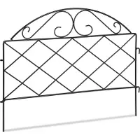 Relaxdays Beetzaun, HxB je 40x54,5 cm, 6 Zaunelemente, Garten Beeteinfassung zum Stecken, Metall, Vintage-Look, schwarz