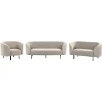 Beliani Sofa Set 3-Teilig Taupe Stoffbezug 6-Sitzer Sitzgruppe Armlehnen Metallgestell in Schwarz Glamouröser Stil Wohnzimmer Esszimmer Flur
