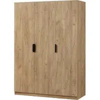 En.casa Kleiderschrank ’Eiselfing’ 176 x 120 x 52 cm mit 3 Türen, 1 Stange, 4 Fächern Eicheoptik