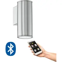 Eglo crosslink Außen-Wandlampe RIGA, Smart Home Außenleuchte, Wandleuchte aus verzinktem Stahl und Kunststoff,Lampe, warmweiß, dimmbar, IP44