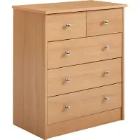 FineBuy Design Holz-Kommode Buche 60 x 70 x 35 cm mit 5 Schubladen Mehrzweckanrichte flach für Flur Modernes Sideboard zeitlose Anrichte