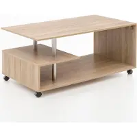 Wohnling Couchtisch WL5.735 105 x 48,5 x 60 cm Sonoma Drehbar mit Rollen Wohnzimmertisch Coffee Table Sofatisch Loungetisch Holz Kaffeetisch