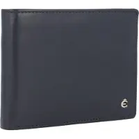 Esquire Leder Geldbörse Harry RFID Wallet Quer with Flap Blue dunkelblau