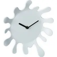 Relaxdays Wanduhr Farbklecks, HxB: 25 x 22,5 cm, batteriebetrieben, ohne Zahlen, analog, moderne Wohnzimmeruhr, weiß