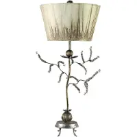Elstead Lighting Elstead Kristal Tischleuchte E27 1-fach Kitt und Blattgold Putty-grau