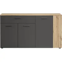 Ebuy24 Wohnen Esteban Sideboard, Anthrazit Melamin Evoke Oak Melamin, B/H/T: 150/83/42 cm