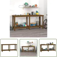 The Living Store Werkbank Honigbraun 180x50x80 cm Massivholz Kiefer