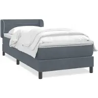 vidaXL Boxspringbett mit Matratze Dunkelgrau 80x220 cm Samt