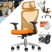 Kesser Bürostuhl mit verstellbaren Armlehnen Drehstuhl mit Lendenwirbelstütze Rückenschonend Schreibtischstuhl ergonomisch mit Kopfstütze Office Chair Wippfunktion bis 125° mit 5x Gummirollen