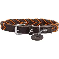Hunter - Dogcollar Solid Education Cord S (40), dark brown/orange - (69315)