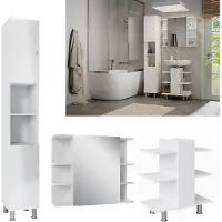 Vicco Badmöbel-Set Fynn Weiß 3 Teile, mit Hochschrank, Model 50012