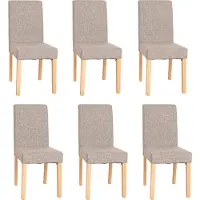Mendler 6er-Set Esszimmerstuhl Stuhl Küchenstuhl Littau Textil, grau, helle Beine