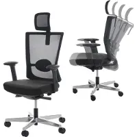 Mendler Bürostuhl MERRYFAIR Karlstad, Schreibtischstuhl, Sliding-Funktion ergonomisch schwarz, mit Kopfstütze