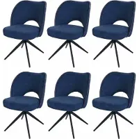 MCW 6er-Set Esszimmerstuhl MCW-N72, Polster-Küchenstuhl, drehbar Auto-Return, Stoff/Textil (420g/m²) blau