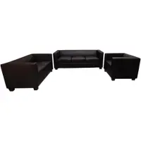 Mendler 3-2-1 Couchgarnitur Lille Leder, schwarz