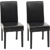 MCW 2er-Set Esszimmerstuhl Stuhl Küchenstuhl Littau Leder, schwarz, dunkle Beine