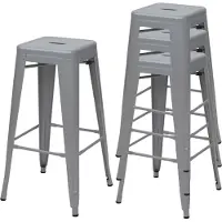 Mendler 4er-Set Barhocker MCW-A73, Barstuhl Tresenhocker, Metall Industriedesign stapelbar grau