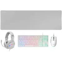 Mars Gaming MCP-RGB3W, Kabelgebunden, USB, Membran Key Switch, RGB-LED, Weiß, Maus enthalten