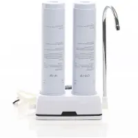 Naturewater NW-2-PPCTO 2 Stufen Counter Top Wasserfilter, 5 µ, PP Sediment und Aktivkohle Block Filtereinsatz, mit Universaladapter, Wasserhahn