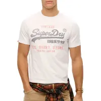 Superdry für Herren. M1012212A Heritage-T-Shirt weiß (M), Lässig, Baumwolle, Kurzarm