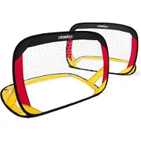 Relaxdays Pop-Up Tor 2er Set Deutschland, Mini-Fußballtor selbstentfaltend, HxBxT: 80 x 119 x 83 cm, schwarz-rot-gold