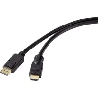 Renkforce DisplayPort / HDMI Adapterkabel DisplayPort Stecker, HDMI-A Stecker 10.00 m Schwarz RF-4581870 DisplayPort-Ka