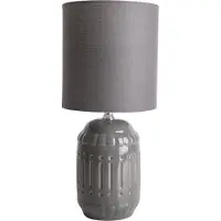 Näve Tischleuchten - Keramik Tischleuchte "ERIDA" 30cm grau, Tischlampe im Stil Junges Wohnen, aus Keramik in grau, 30 cm hoch, Ø 13,5 cm, E14-Fassung – Schnurschalter