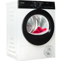 Grundig GT55824F12, Freistehend, Frontlader, Wärmepumpe, Schwarz, Weiß, Tasten, Drehregler, Schwarz
