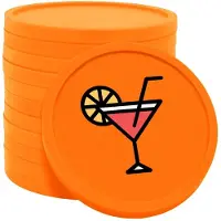 Combicraft Kunststoff Wertmarken Chips Cocktailglas in Orange- 100 Stück - Ø29 mm