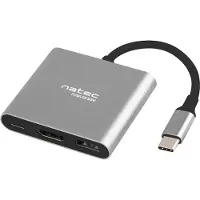Natec Fowler Mini, USB 2.0 Type-C, Grau, HDMI, USB 3.2 Gen 1 (3.1 Gen 1) Type-A, USB 3.2 Gen 1 (3.1 Gen 1) Type-C, USB, 59 mm, 52 mm