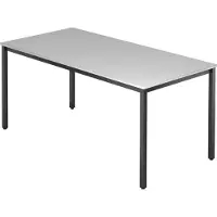 Hjh OFFICE PRO DORAN DQ16 D | 160x80 | Schwarz - Grau 160 x 80 mit Vierkant-Rohr/Schwarz