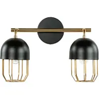 Licht-Erlebnisse Wandlampe Metall 2x E14 B: 39 cm in Gold Schwarz elegante Wandleuchte Wohnzimmer