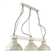 Licht-Erlebnisse Hängelampe Vintage "Hakon" Metall Holz Shabby Weiß E27 3-flammig Pendelleuchte Wohnzimmer Esszimmer