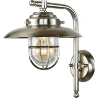 Licht-Erlebnisse Nickel Außenwandlampe IP43 Maritim Echt-Messing Haus wetterfest KAVALA Terrassenlampe Haustür Hof