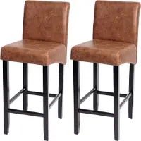 Mendler 2er-Set Barhocker MCW-C33, Barstuhl Tresenhocker WildKunstleder, dunkle Beine, Textil