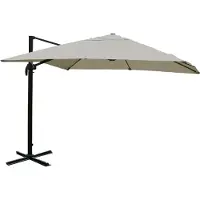 Mendler Gastronomie-Ampelschirm MCW-A96, 3x3m (Ø4,24m) Polyester Alu/Stahl 23kg creme-grau ohne Ständer
