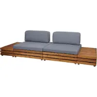 Mendler Garten-Garnitur MCW-L28, Lounge-Set Sitzgruppe Lounge-Sessel Sofa, Spun Poly Akazie Holz MVG Polster dunkelgrau